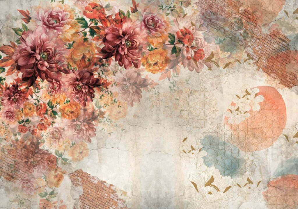 Floral pattern with vintage textures. Floral pattern with vintage textures.