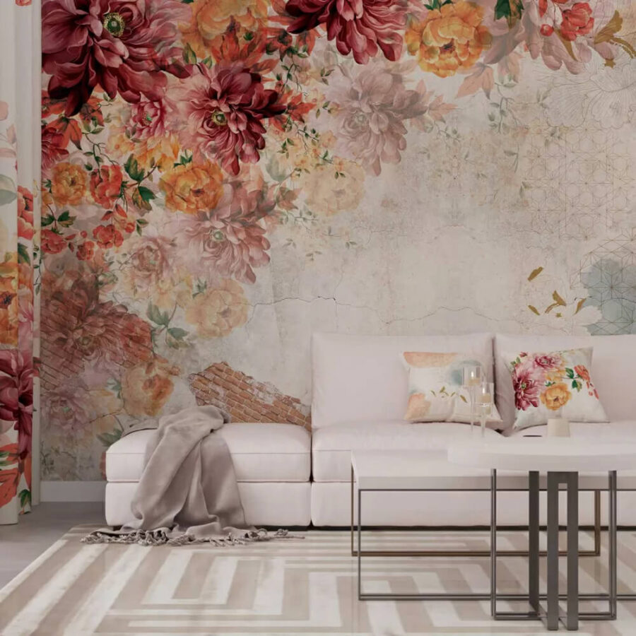 Floral pattern with vintage textures. Floral pattern with vintage textures.