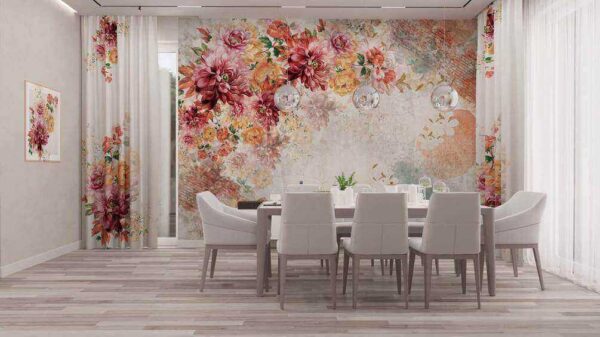 Floral pattern with vintage textures. Floral pattern with vintage textures.