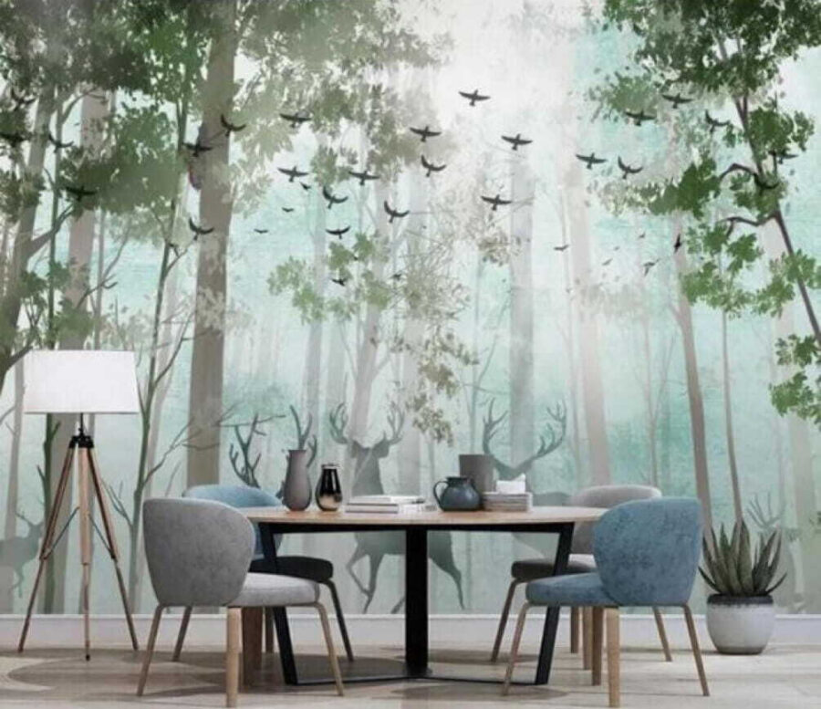 Group of deer in a forest