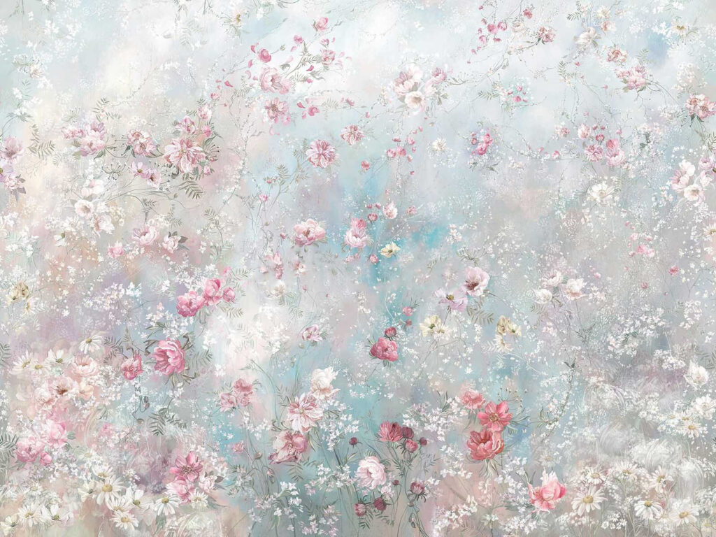 Painting of flowers on a wall Painting of flowers on a wall