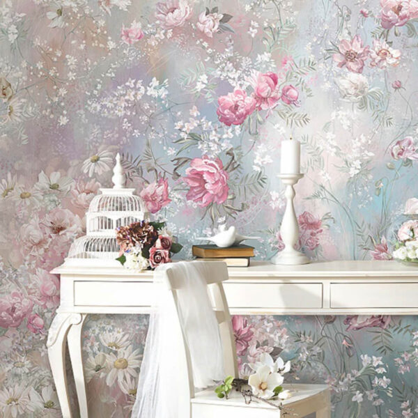 Painting of flowers on a wall Painting of flowers on a wall