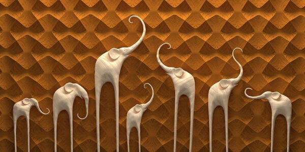 Group of elephants on a wall Group of elephants on a wall