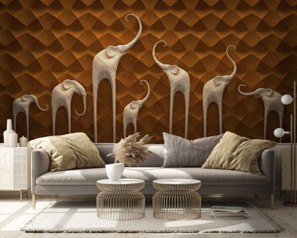 Group of elephants on a wall Group of elephants on a wall