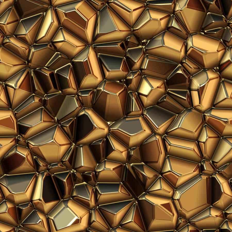 Textured metallic surface with unique shapes.