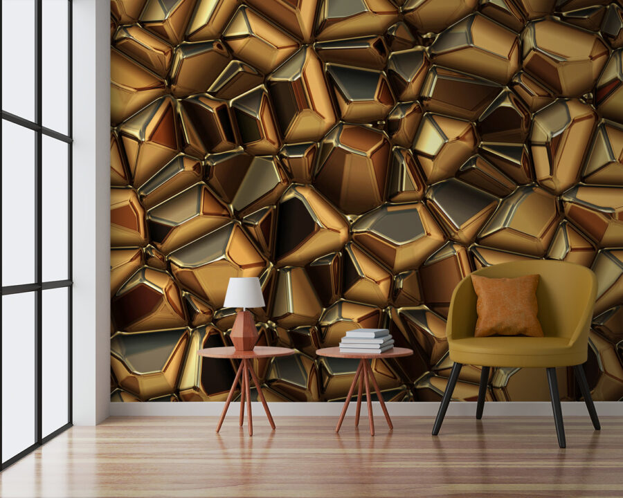 Textured metallic surface with unique shapes.