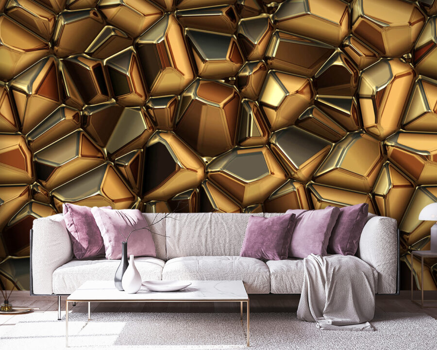 Textured metallic surface with unique shapes.