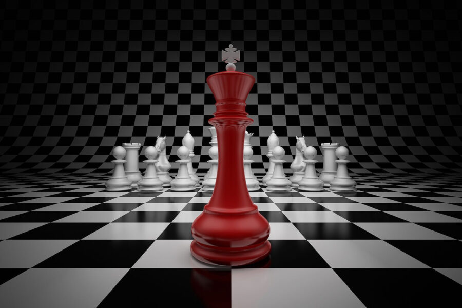 Red and white chess piece Red and white chess piece