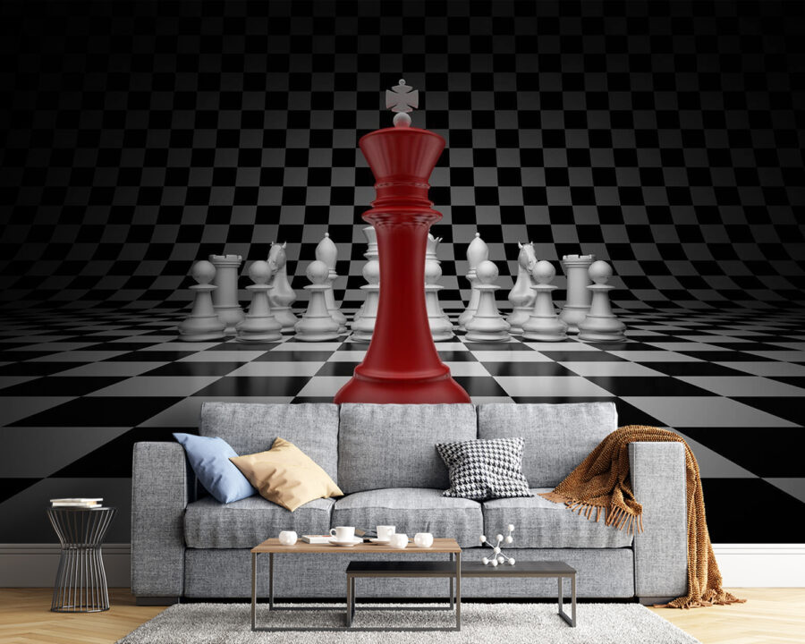 Red and white chess piece Red and white chess piece