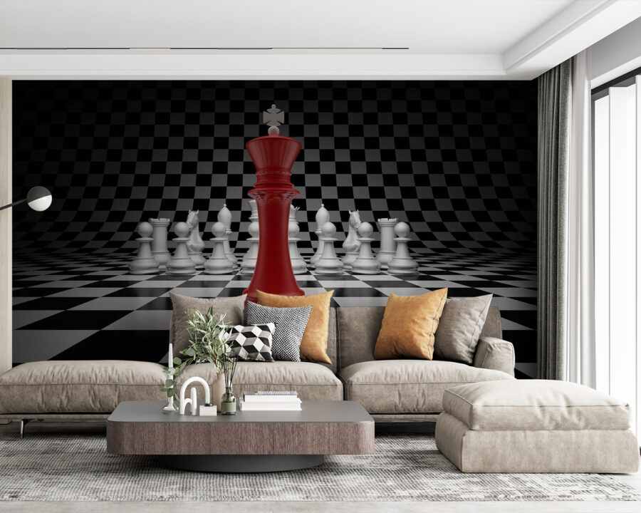 Red and white chess piece Red and white chess piece