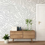 Wall murals Black and white contour lines