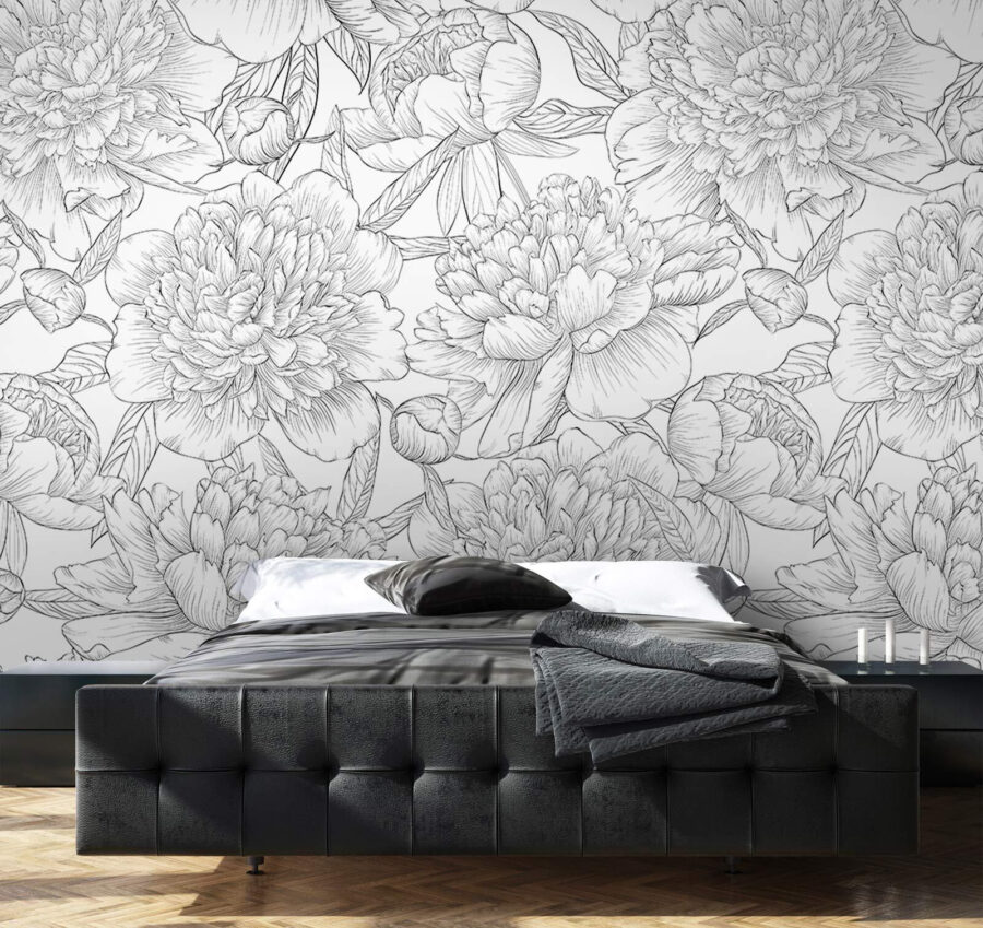 Pattern of flowers and leaves