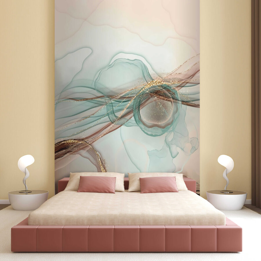 Abstract waves in soft pastel tones.