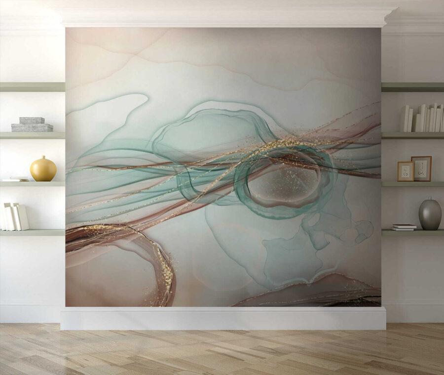 Abstract waves in soft pastel tones.