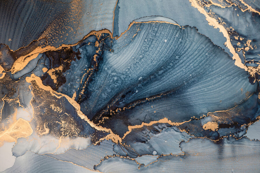 Wall murals Azure currents mingling with metallic lines. - Image 5