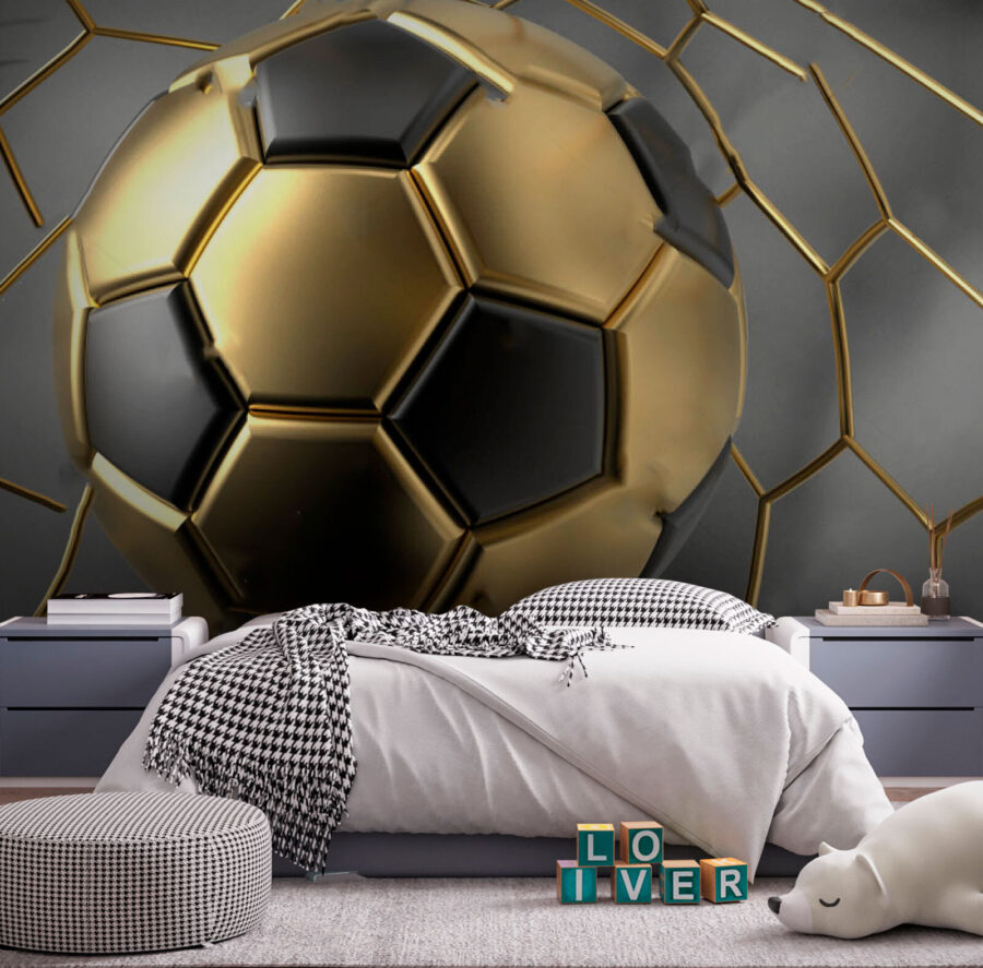 Soccer dreams in metallic hues.