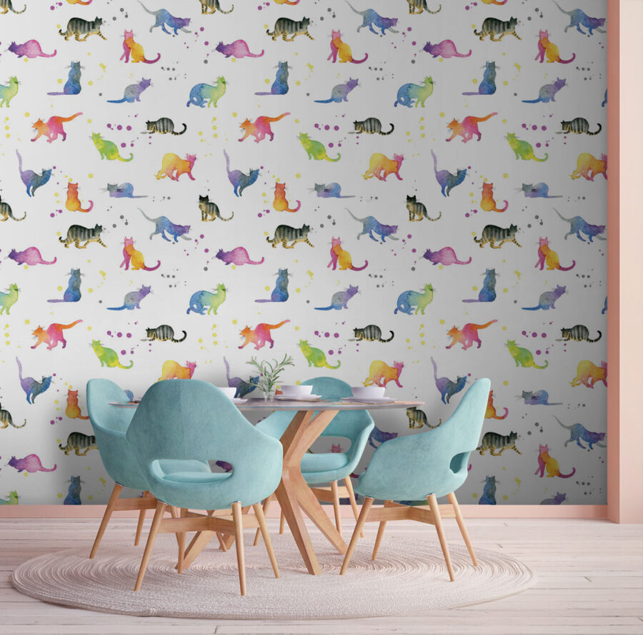 Pattern of watercolor cats
