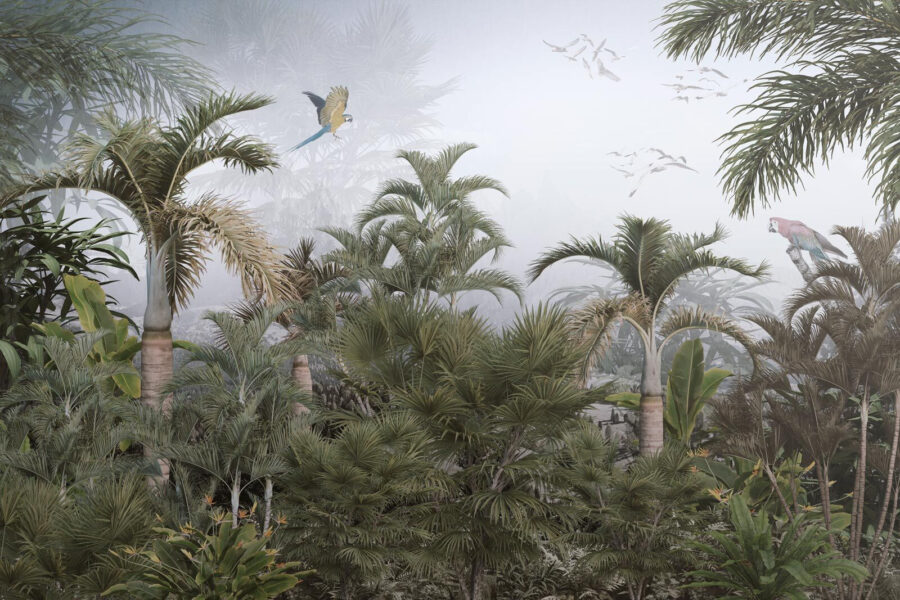 Bird flying over a tropical forest