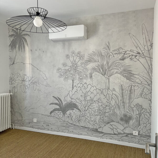 Drawing of a river with trees and plants Drawing of a river with trees and plants