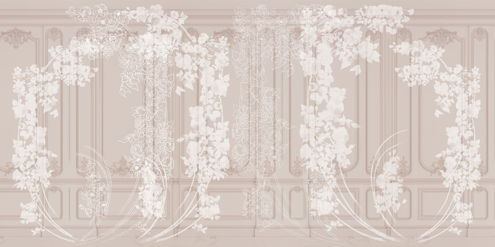 White curtain with flowers White curtain with flowers