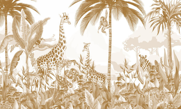 Wallpaper with giraffes and zebras Wallpaper with giraffes and zebras