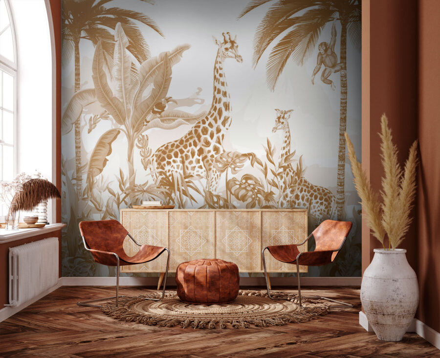 Wallpaper with giraffes and zebras Wallpaper with giraffes and zebras