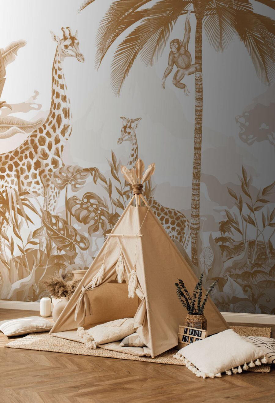 Wallpaper with giraffes and zebras Wallpaper with giraffes and zebras