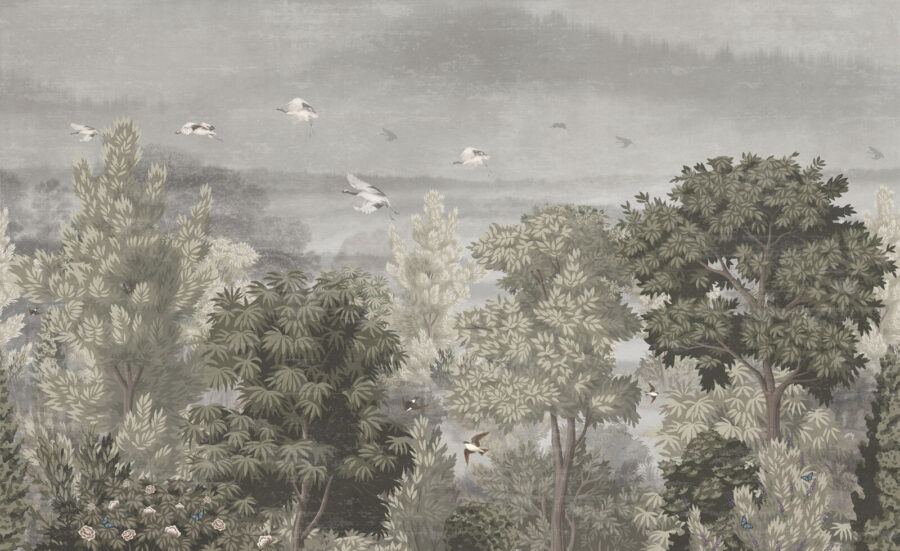 Birds flying over trees Birds flying over trees