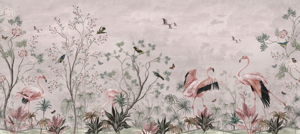 Wallpaper with birds and plants Wallpaper with birds and plants