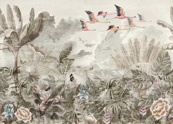 Mural of birds flying over a forest u73561p 600x429 - Mural of birds flying over a forest