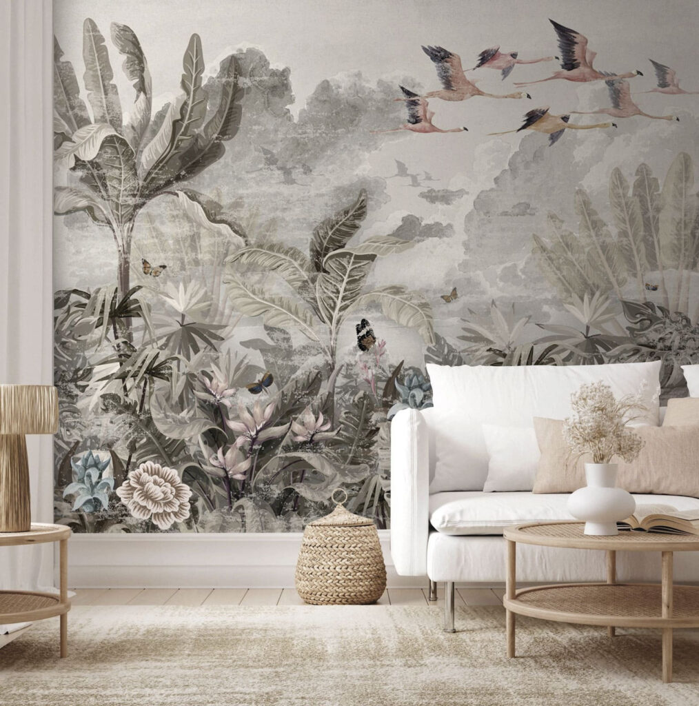 u73561pig2 1014x1024 - Mural of birds flying over a forest