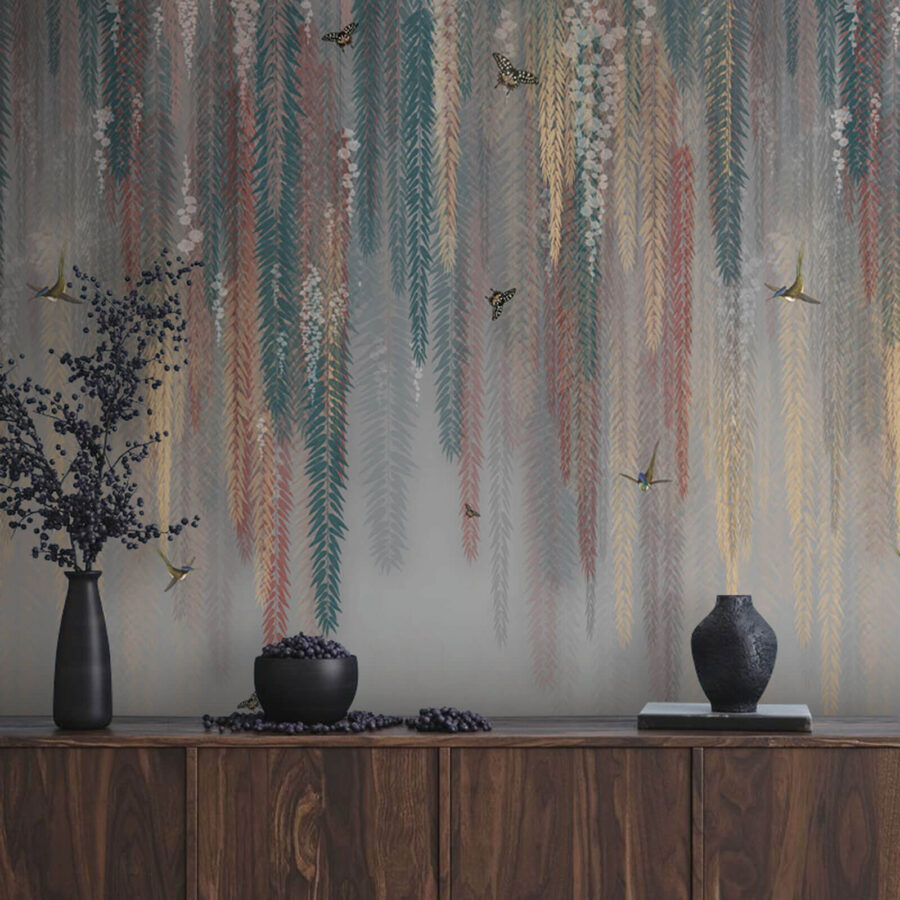 Colorful floral design with butterflies