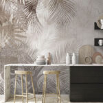 Wall murals Wall with leaves on it