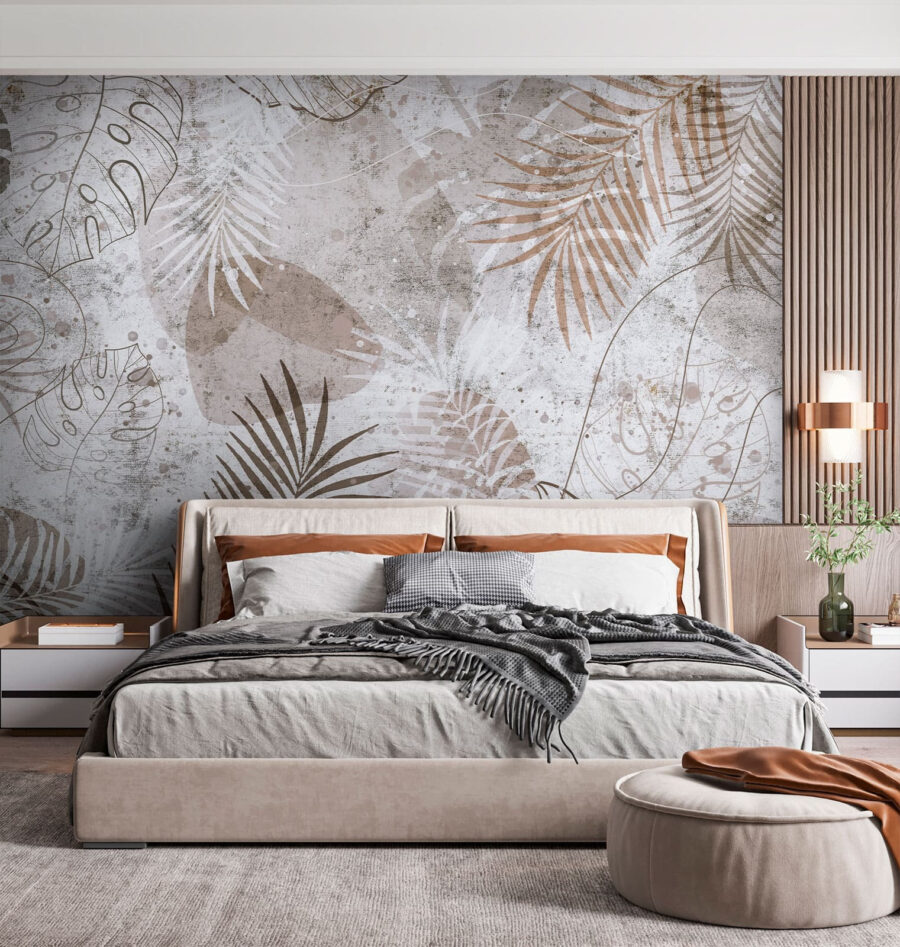 Elegant botanical patterns in neutral tones.