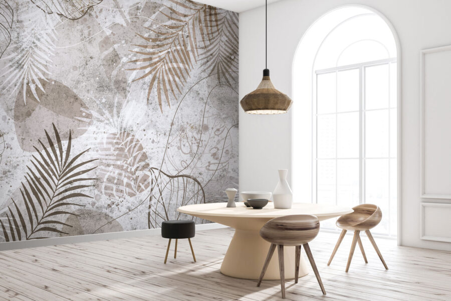 Elegant botanical patterns in neutral tones.