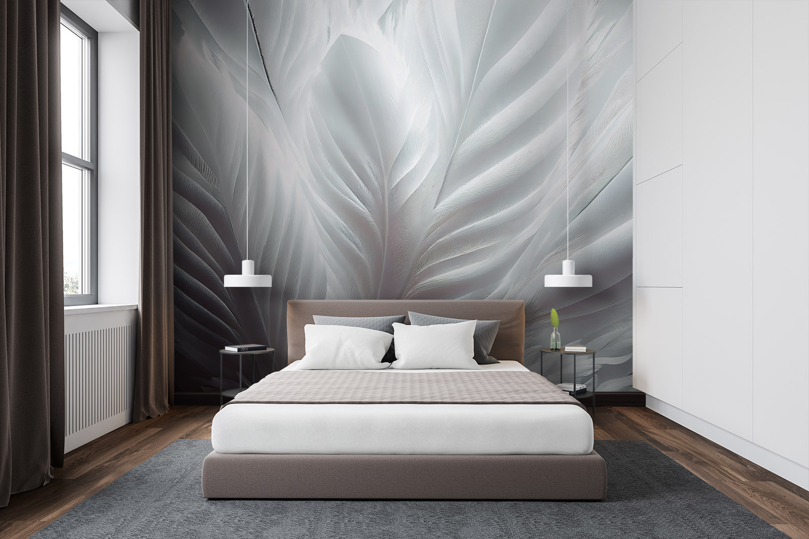 Delicate white feather textures intertwining Delicate white feather textures intertwining