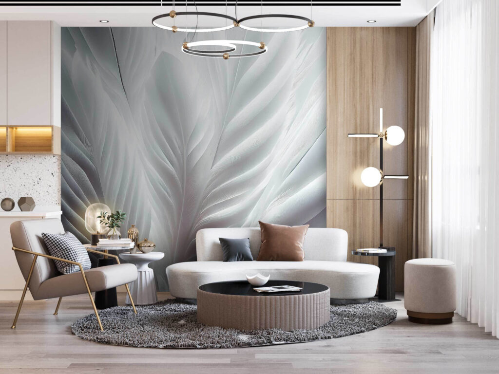 Delicate white feather textures intertwining Delicate white feather textures intertwining