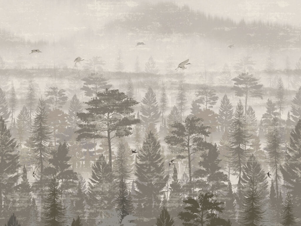 Birds flying over a forest Birds flying over a forest