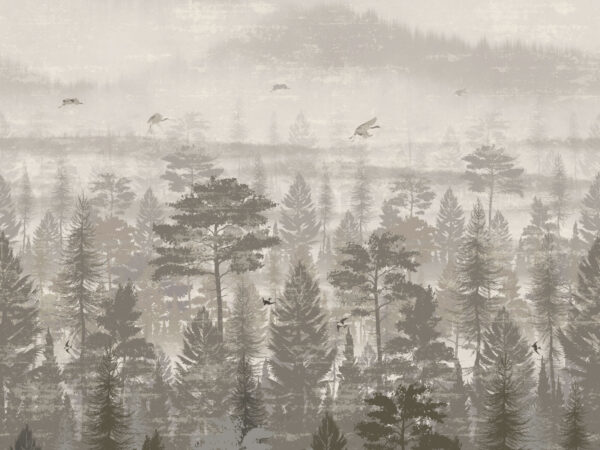 Birds flying over a forest Birds flying over a forest