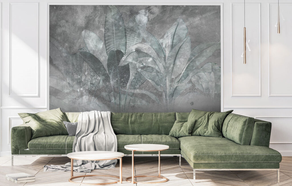 Soft greens against a muted background