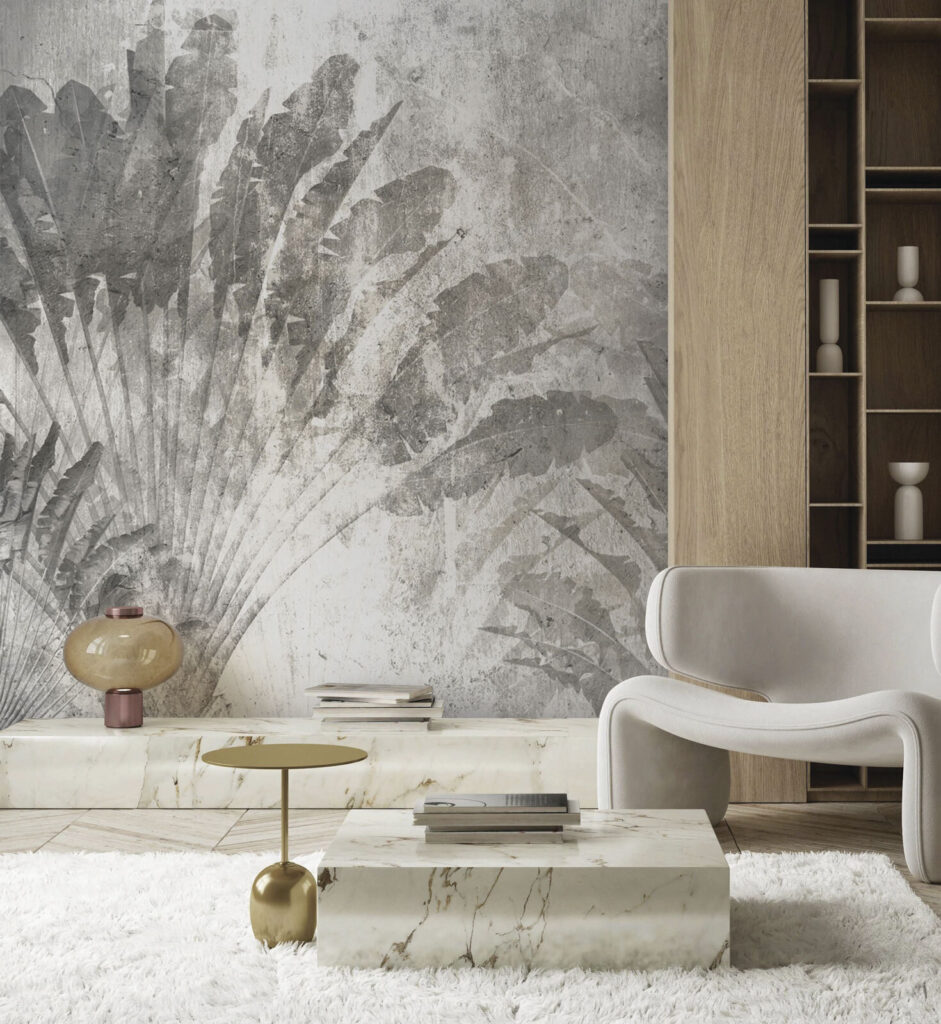 Grey and white background with leaves Grey and white background with leaves