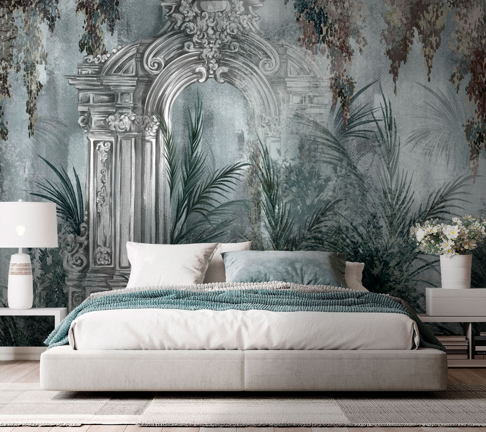 Wallpaper with a stone arch and plants Wallpaper with a stone arch and plants
