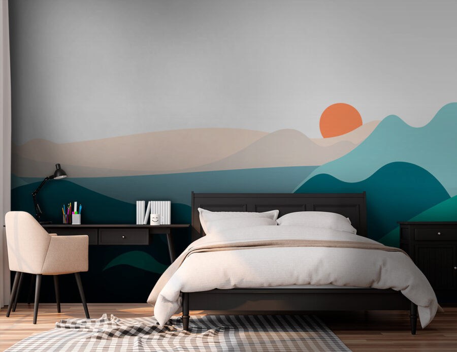 Landscape with mountains and a sunset Landscape with mountains and a sunset
