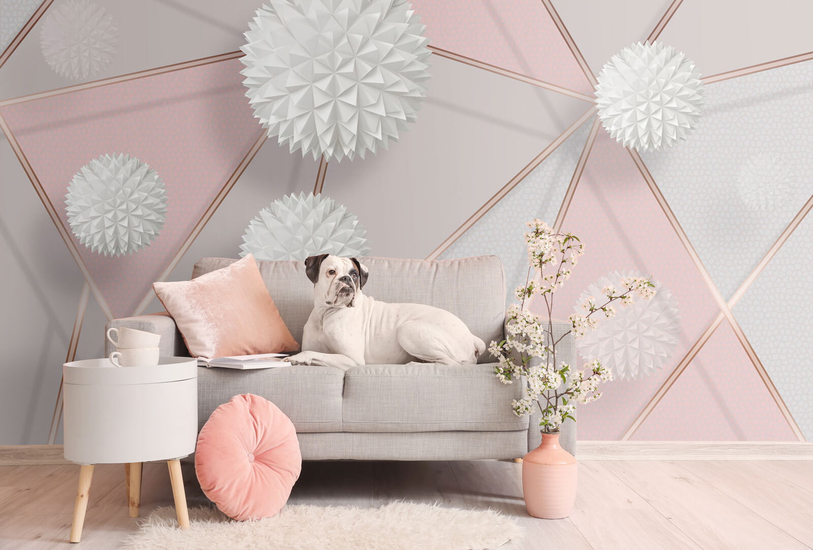 White and pink geometrical design u73966pig1m - White and pink geometrical design - tegory