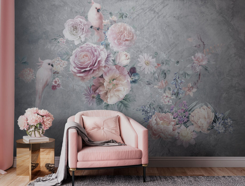 Painting of flowers and birds Painting of flowers and birds