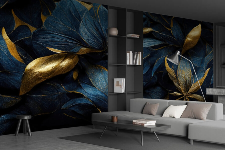 Wall murals Elegant leaves in vibrant hues.