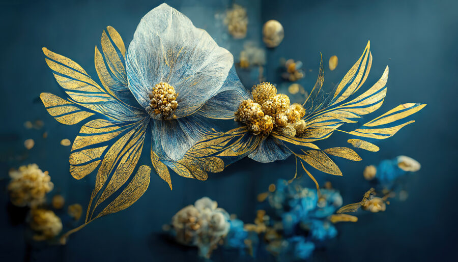 Blue and gold flowers