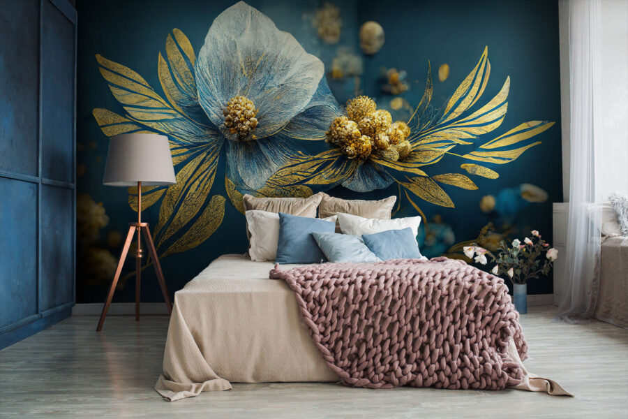 Blue and gold flowers