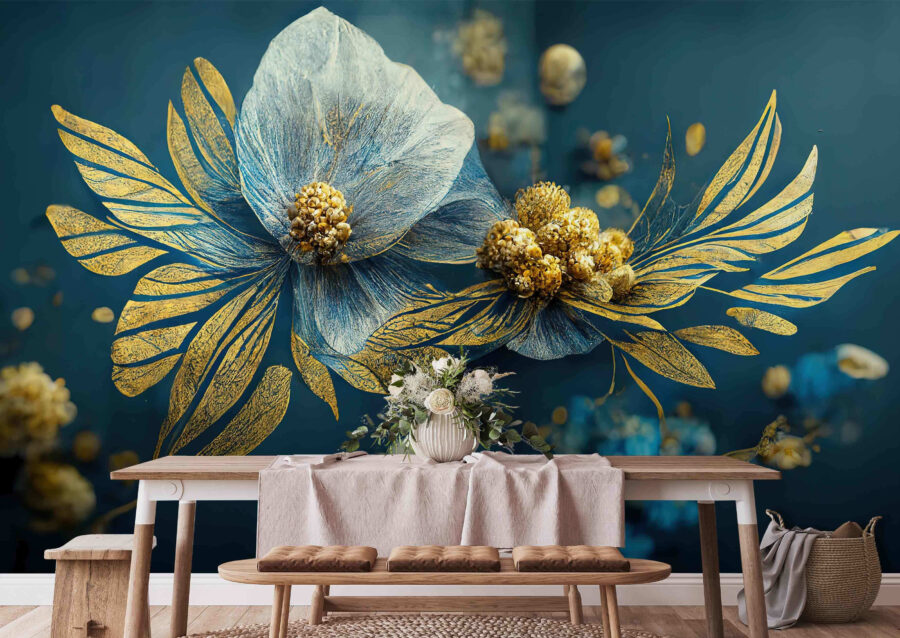 Blue and gold flowers