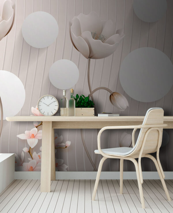 Wallpaper with flowers and circles Wallpaper with flowers and circles
